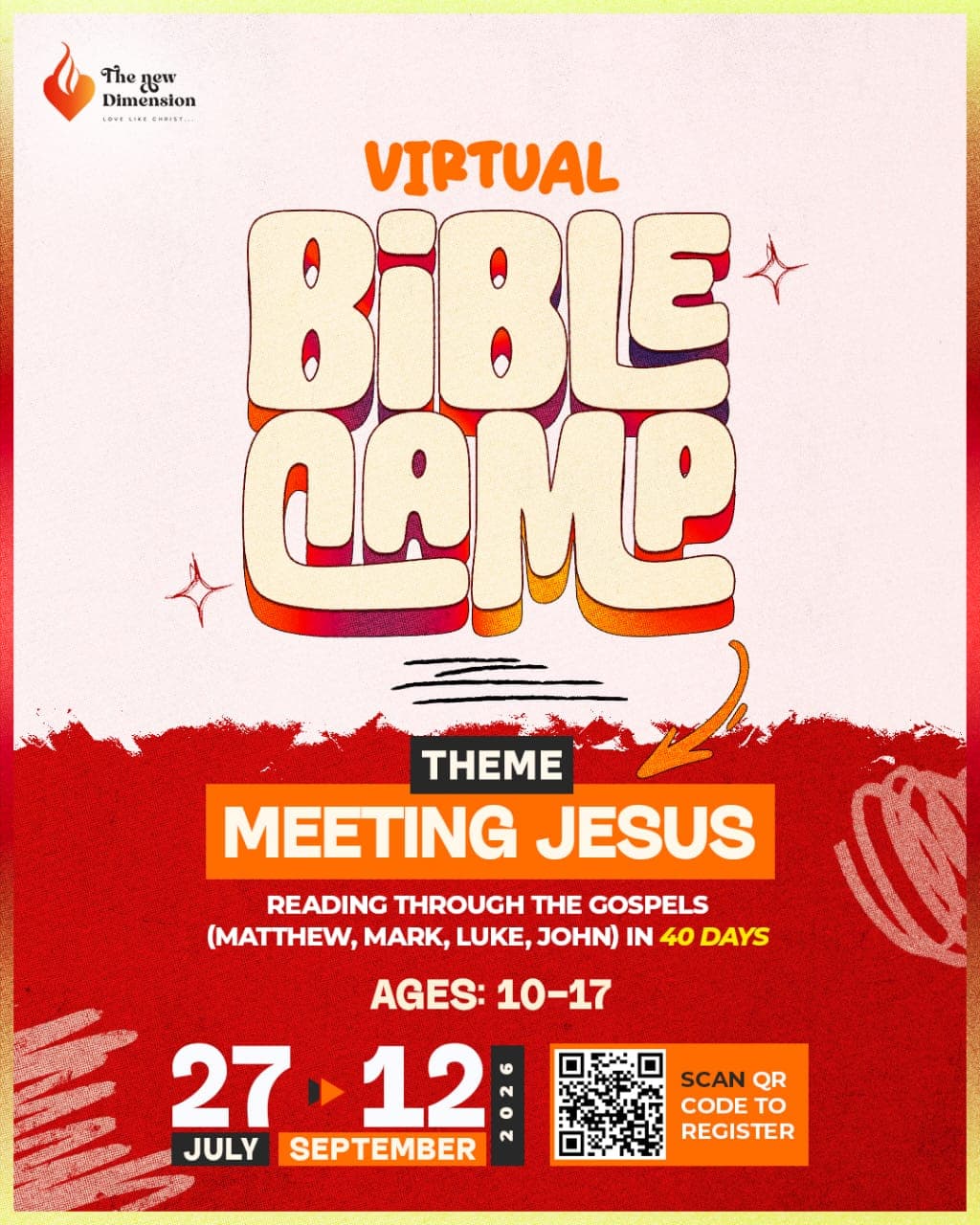 Virtual Bible Camp 2026 Flier - Theme: Meeting Jesus